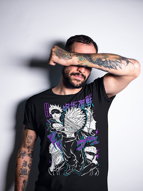 Футболка мужская аниме Магическая битва оверсайз (S/M/L) Черний AnimeJ0504 Днепр - изображение 9