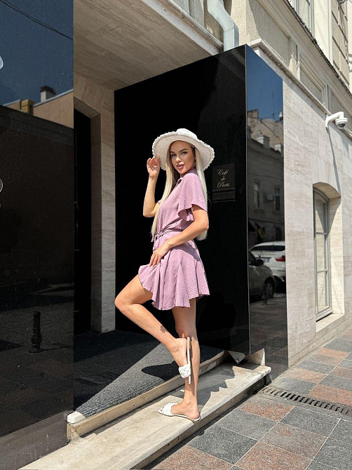 Женский легкий романтический комбинезон американский креп жатка Фрезовый, 50/52 Одесса - изображение 5