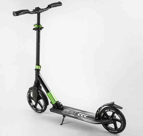 Самокат Best Scooter алюмінієвий передній амортизатор Чорний із зеленим (93427) Чернігів
