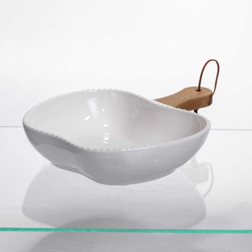 Тарілка порцелянова глибока з ручкою Яблуко 25×20×5 (см) Білий ZJH-15-6 Київ - фото 4