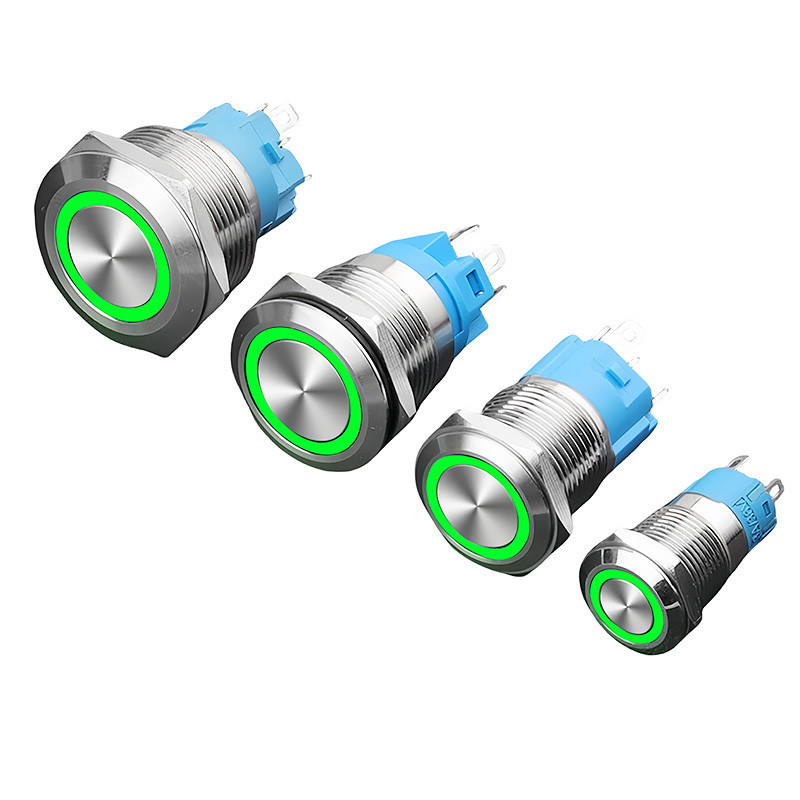 Зелена LED кнопка 22 мм з підсвіткою 12–24 В Київ - фото 1