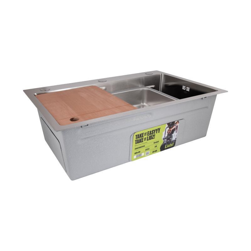 Мийка для кухні інтегрована Lidz Handmade H6845 Brushed Steel 3,0/1,0 мм LDH6845BRU49455 Київ - фото 6