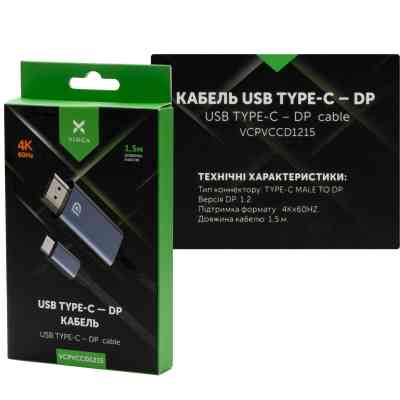 Кабель мультимедійний USB-C to DisplayPort M 1.5m v1.2 4K60Hz Vinga (VCPVCCD1215) Вінниця