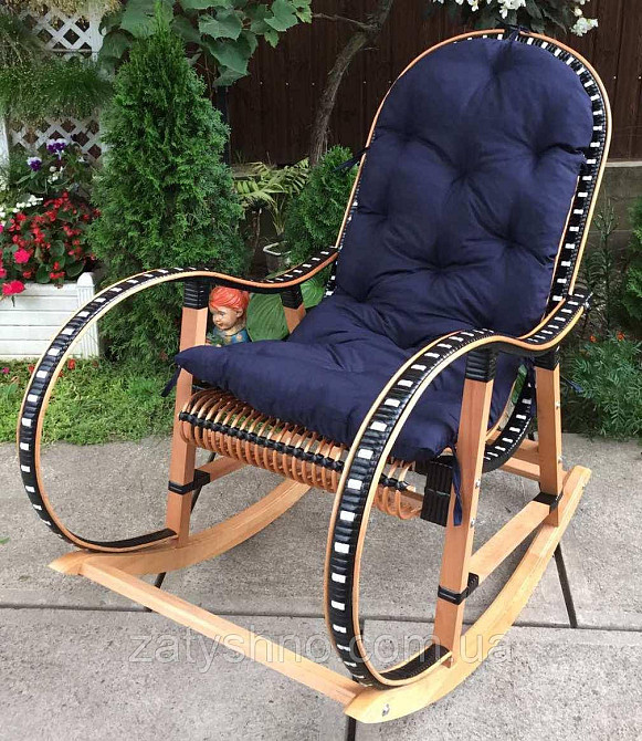 Кресло качалка с подушкой | кресло-качалка плетеная с лозы | кресло качалка коричневая Киев - изображение 3