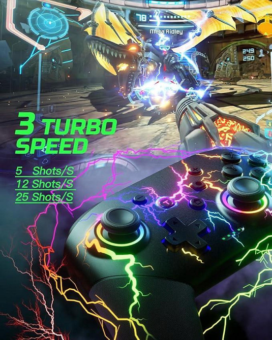 Беспроводной игровой контроллер VOYEE S08: RGB-подсветка, Turbo, программируемые кнопки и поддержка Nintendo Switch/PC/Mobile Киев - изображение 7
