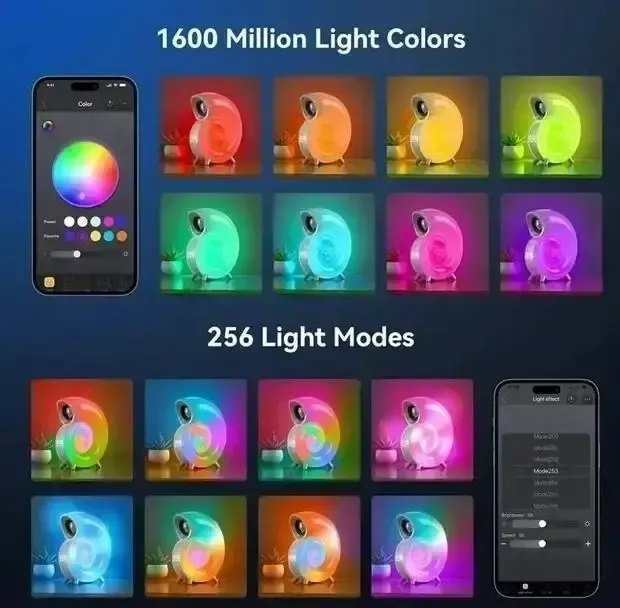 Беспроводная умная колонка ночник Улитка Conch Music Light 4 в 1 портативный RGB светильник с Bluetooth Коломия - фото 9