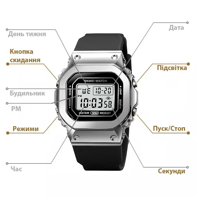 Мужские наручные часы Skmei 1796 (Черно-серые) Винница - изображение 4