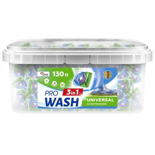 Капсули для прання 130шт (контейнер з ручкою) Альпійська свіжість 3в1 ProWash 2К Житомир - изображение 1