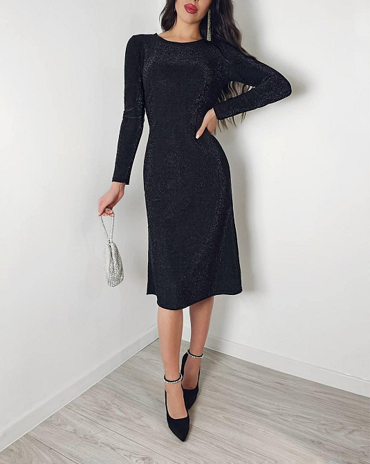 Жіноча романтична святкова міді сукня з люрекса Одеса - фото 3