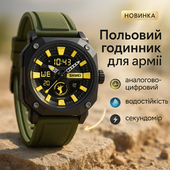 Годинники військові з офіційною гарантією SKMEI, Надійні чоловічі наручні годинники LZ-52 Львів
