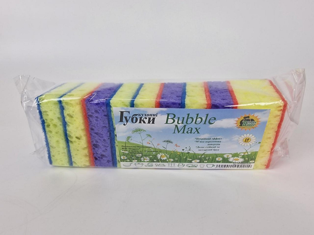 Губка кухонна для посуду 10 шт. Bubble Max (Супер Торба) (1 пачка) Харків - фото 1