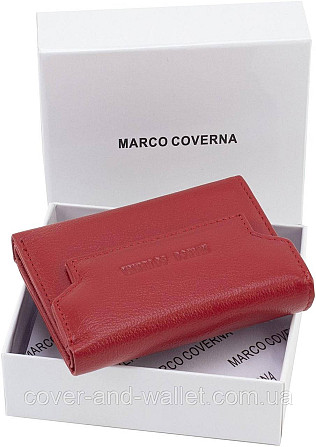 Маленький женский кошелек из натуральной кожи красного цвета на магните Marco Coverna Киев - изображение 9