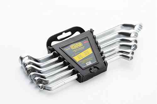 Набір двосторонніх накидних ключів CrV, розміри 6х7, 8х9, 10х11, 12х13, 14х15, 16х17 мм, 6 шт, СИЛА Харків