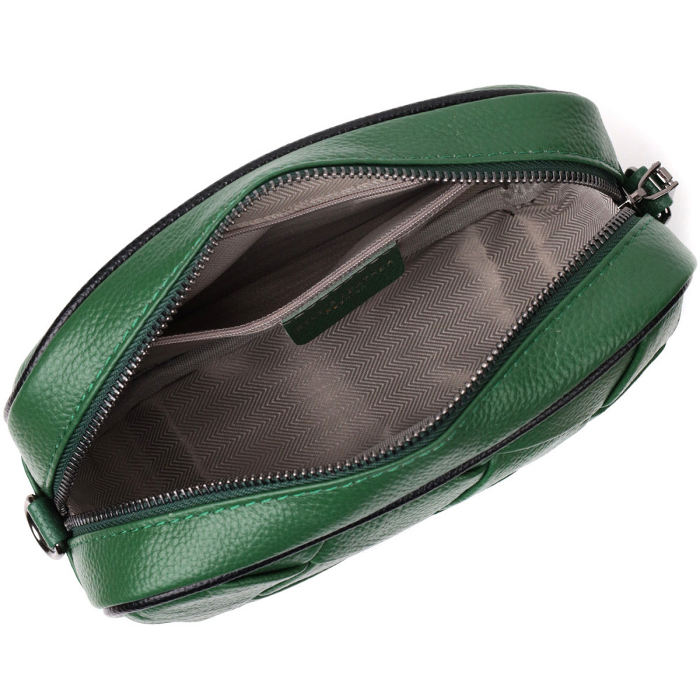 Интересная кожаная сумка с переплетами для стильных женщин Vintage 22410 Зеленая Киев - изображение 6