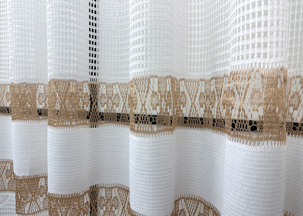 Тюль сетка VR-Textil Juli № 1719т Арка на кухню цвет белый с карамельным 500х150 см (53-0041) Киев - изображение 4