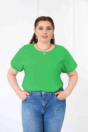 Літня блузка футболка вільного крою "Moment" оптом | Розпродаж кольору Зелений, 50-52 Київ