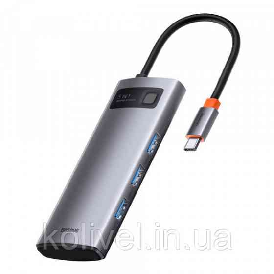 Док-станція USB3.1 Type-C --> USB Type C PD 100W/HDMI 4K 60 Hz/3*USB 3.2 Gen1/ 5in1 Baseus (CAHUB-CX0G) Київ
