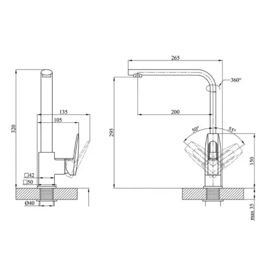 Смеситель для кухни WEZER NOF4-B хром Киев