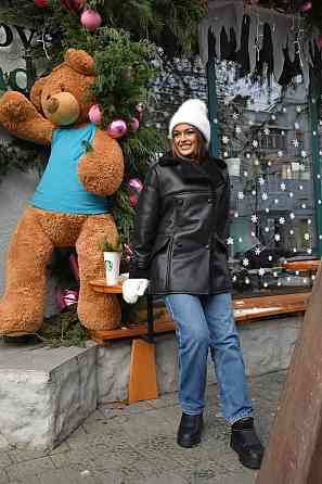 Женская стильная двубортная дубленка под пояс Черный 2, 44/46 Одесса