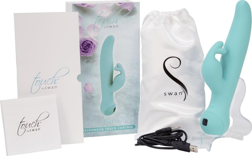 Вибратор-кролик Touch by SWAN - Trio Teal, сенсорное управление, ротация, диаметр 3,8 см Sex Aura Киев - изображение 6