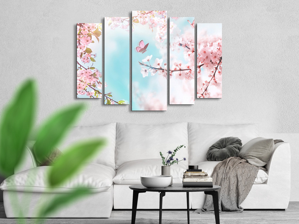 Модульна картина у вітальню / спальню Гілка сакури з метеликом Art-400_5 ( 80х118см ) Київ - фото 3