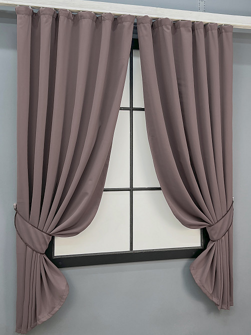 Комплект штор коротких VR-Textil Блекаут Midnight № 1233ш 140х170 см 2 шт Бурий (35-0437) Київ - фото 2