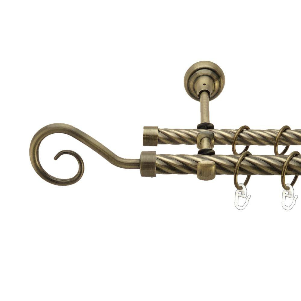 Карниз Orvit Гак металевий дворядний відкритий скручена труба кільце металеве Антик 19\16 мм 300 см (00-00017440) Львів - фото 1