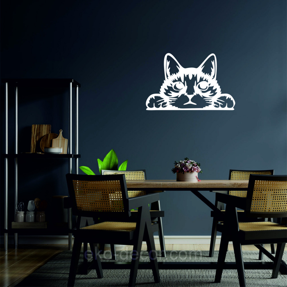 Декоративное настенное 3D Панно «Кот» Декор на стену с объемом (цена за 1 шт) 70*45 см, Белый Киев - изображение 2