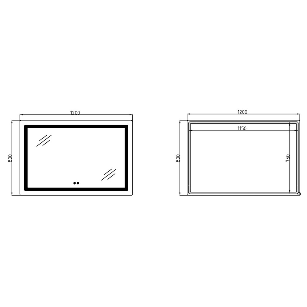 Дзеркало Lidz Kubis (KU2) 1200х800 з LED-підсвіткою Touch, з антизапотіванням, з диммером, рег. яскравості LDKUB120080049007 Київ - фото 11