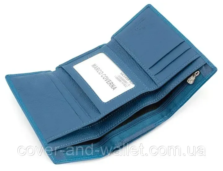 Невеликий жіночий гаманець блакитного кольору із натуральної шкіри Marco Coverna MC 1418 Київ - фото 4