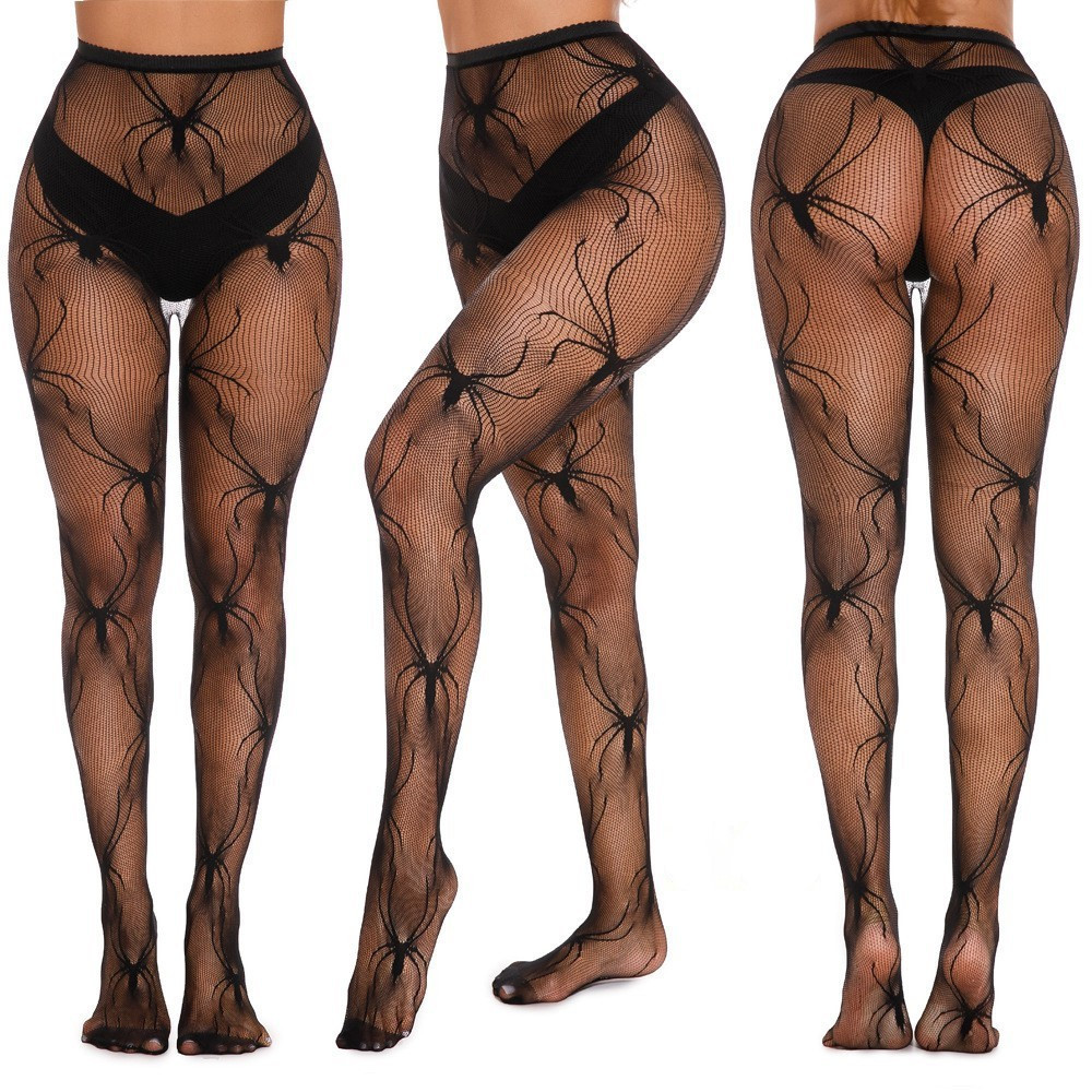 Колготки с пауками в сеточку женские one size черный Киев - изображение 2
