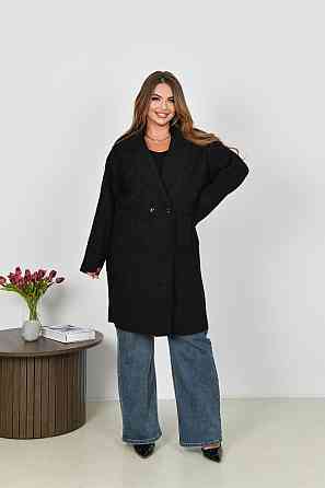 Жіноче стильне пальто з кишенями баранець на флісі Чорний, 50/52 Одеса