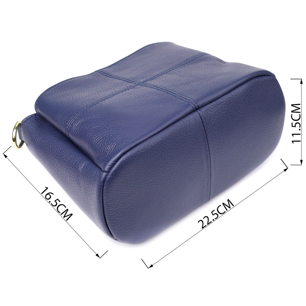 Жіноча сумка з натуральної шкіри з трьома відділеннями Vintage 22976 Синій Київ - фото 3