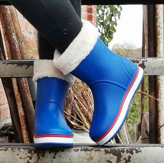 Жіночі Гумові Напівчоботи CROCS Сині Чоботи Крокси Теплі Зимові (розміри: 36,37,38,39,40,41) - 16 Дніпро