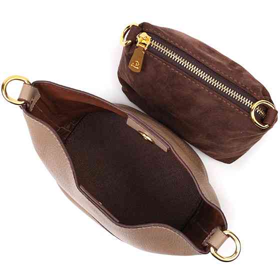 Жіноча сумка з автономною косметичкою всередині з натуральної шкіри Vintage 22364 Бежева Київ