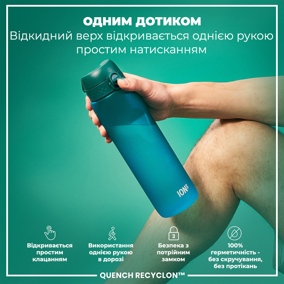 Пляшка для води ION8 1000 мл. (ЕКО пляшка) BPA Free, Aqua Каменское - изображение 2