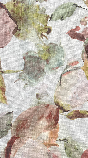 Обои виниловые на флизелиновой основе Rasch Florentine 1.06х10 цветы крупные бордовые розовые зеленые на белом Киев - изображение 1