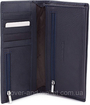 Стильний чоловічий шкіряний купюрник синього кольору ST Leather Київ - фото 9