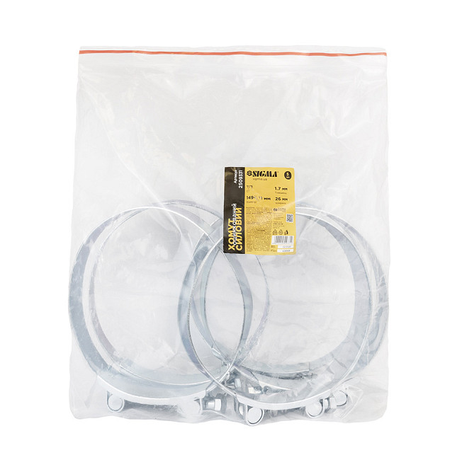 Хомут силовий оцинкований 26 мм Ø149-161мм (КРАТНО 5 шт.) SIGMA (2509331) Київ - фото 5