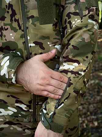 Чоловіча армійська демісезонна куртка мультикам Soft Shell, військова куртка на флісі з капюшоном Львів