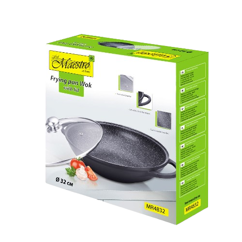 Сковорідка d32см скляна кришка WOK MR-4832 Maestro Житомир - фото 8