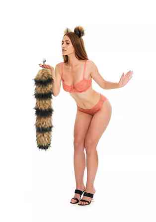 Анальный меховый хвост енота без пробки, OKOVA, 60 см. Sex Aura Киев