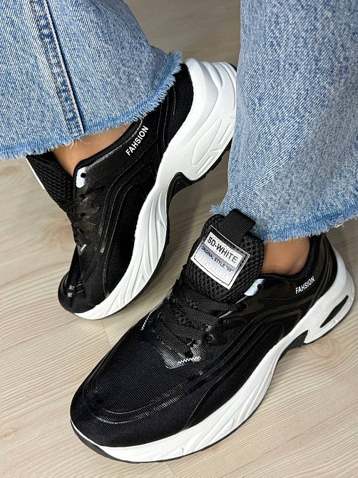 Кроссовки женские Violeta 149-62 на белой подошве текстиль сетка черные, 38, 24 см Киев - изображение 1