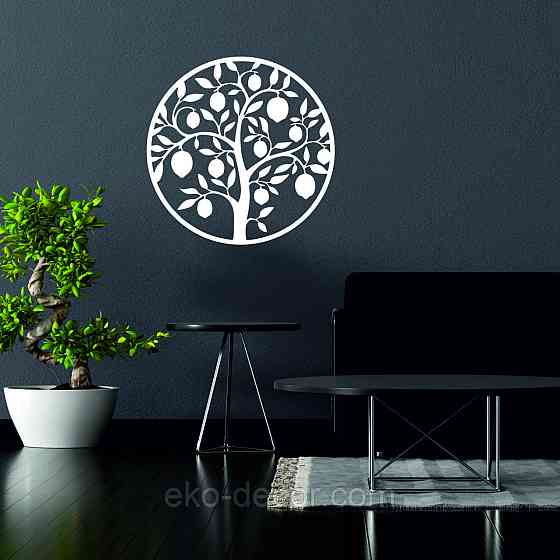 Декоративное настенное 3D Панно «Дерево в кругу» Декор на стену с объемом 90*90 см, Белый Киев