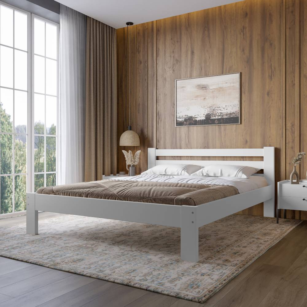 Полуторне дерев'яне ліжко Mebigrand Баварія Білий (RAL9003) 120х200 см (MBG-14903) Дніпро - фото 1