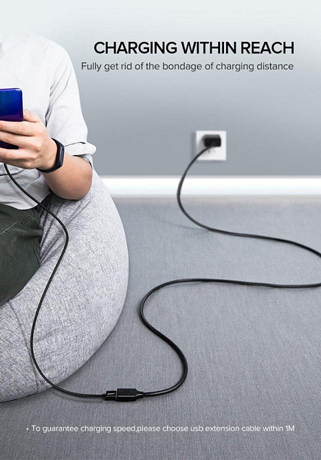 Подовжувач UGREEN US129 USB 3.0 Extension "тато" Cable 2m, колір чорний UGR-10373 Одеса - фото 4