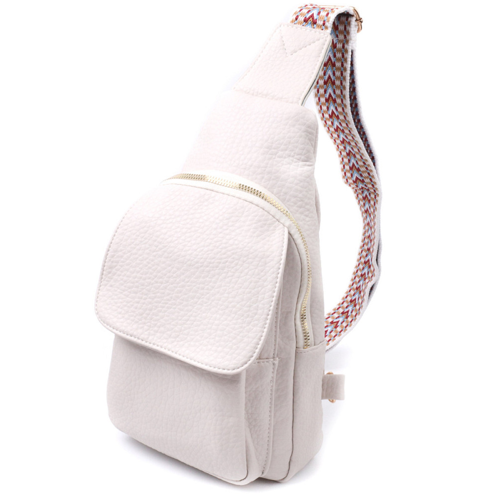 Популярна жіноча сумка з однією лямкою через плече з великозернистої екошкіри Vintage 22761 Молочний Київ - фото 1