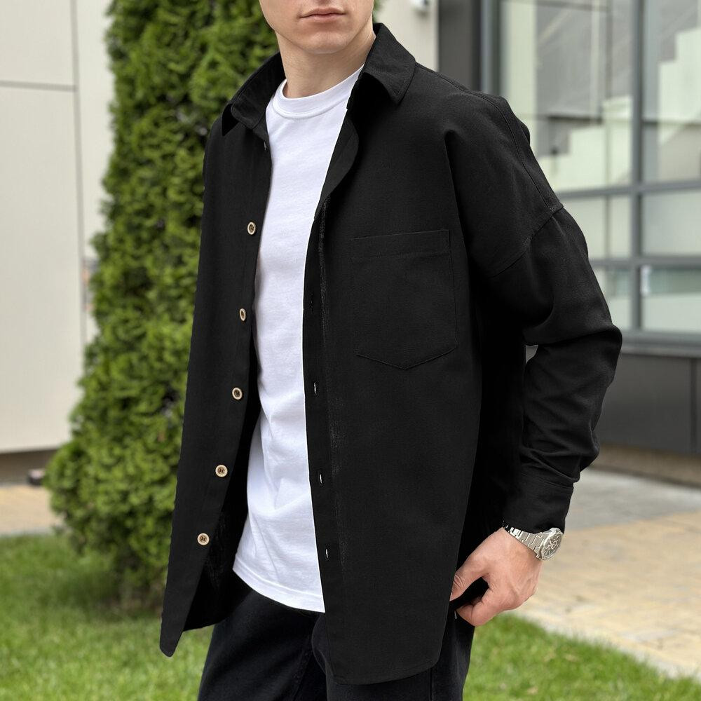 Чоловіча чорна сорочка з довгим рукавом Pobedov Founder Київ - фото 8