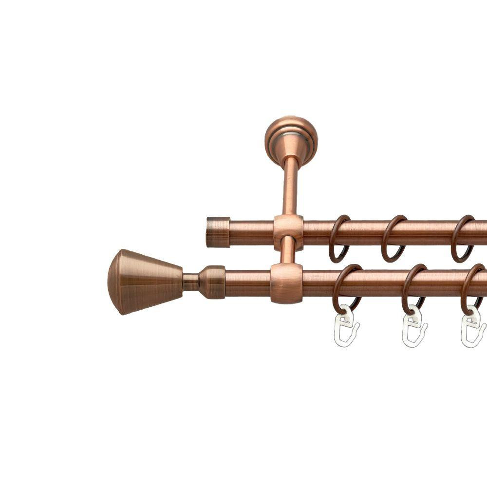 Карниз Orvit Мілано металевий дворядний литий гладка труба кільце металеве Мідь 16\16 мм 160 см (00-00019645) Львів - фото 1