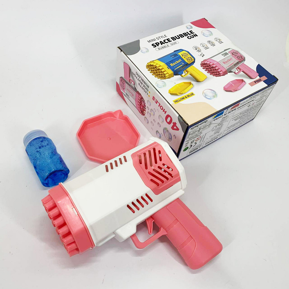 Детский пистолет мыльные пузыри Rocket Bubble Gun 15,8 см автоматический. Цвет: розовый JV-42 Львов - изображение 7